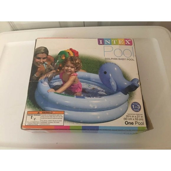 New Intex Dolphin Inflatable‎ Pool with Colorful Rings for Babies and Toddlers - Picture 1 of 5